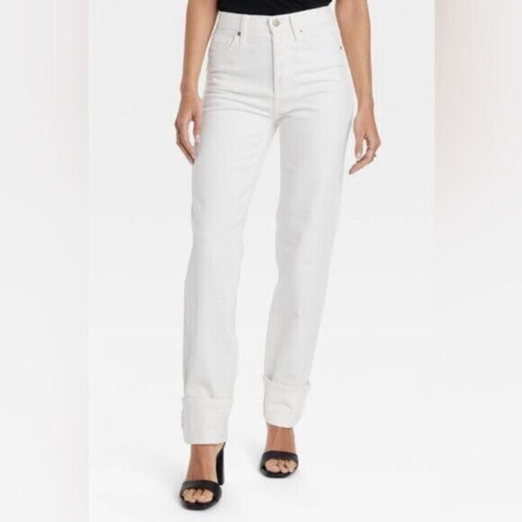NWT Universal Threads Women’s 90s Straight Leg Denim Jeans - White - Size 6R - Picture 1 of 9
